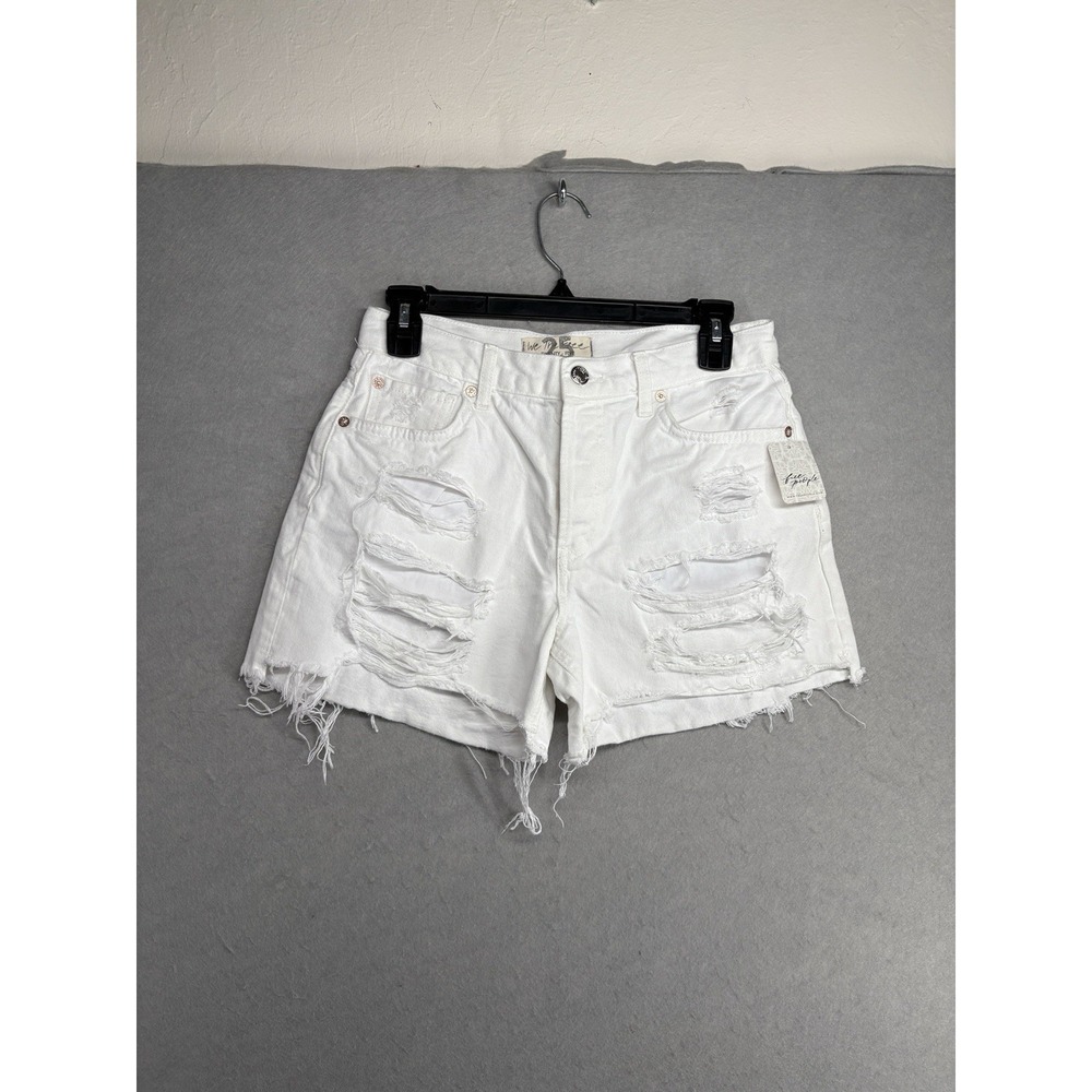 Free People White Distressed Button Fly Jean Shorts Sz 25 Women's New W/ Tag